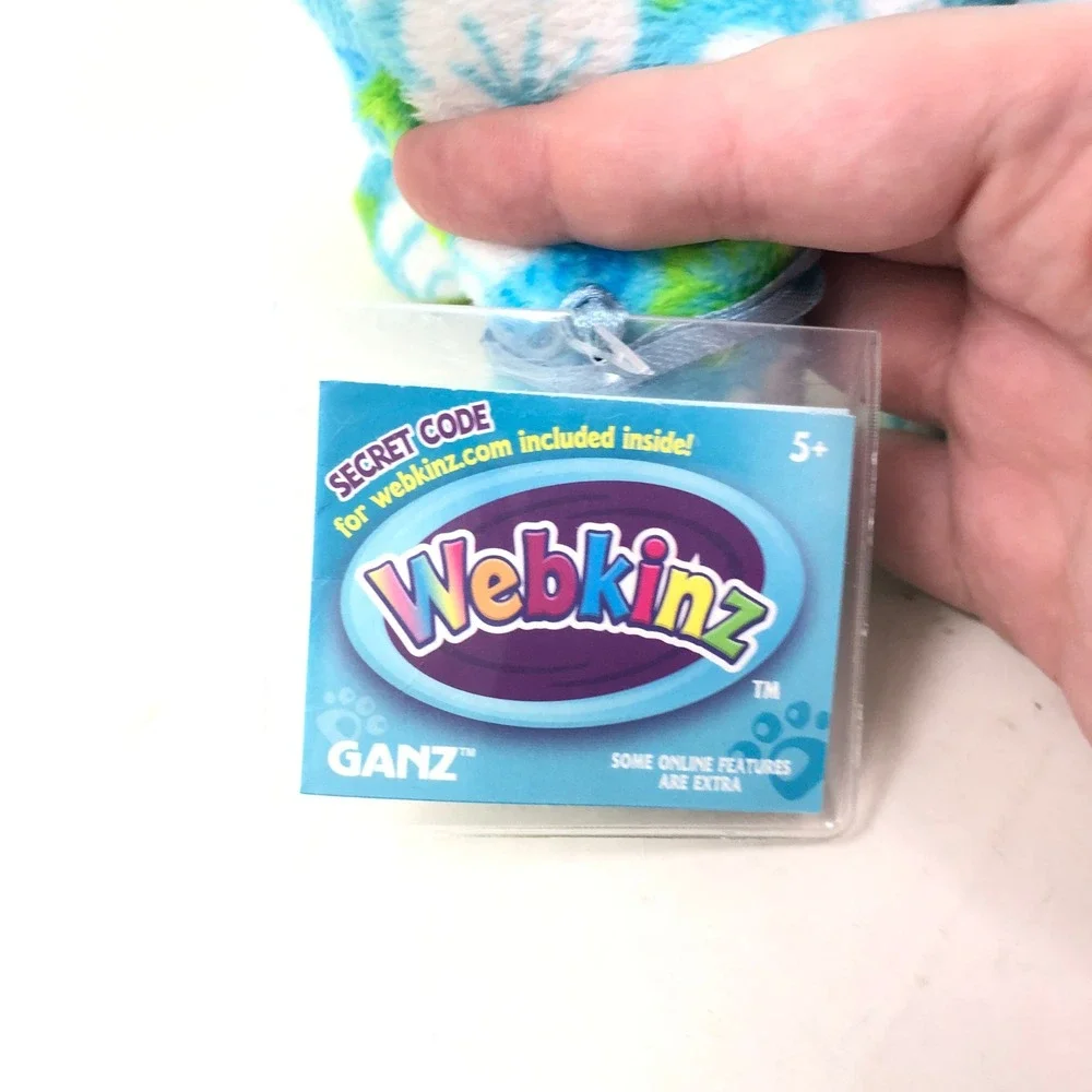 Ganz Webkinz Tropical Island Pup Blue Green Floral Plush HM600‎ NWT Unused CODE